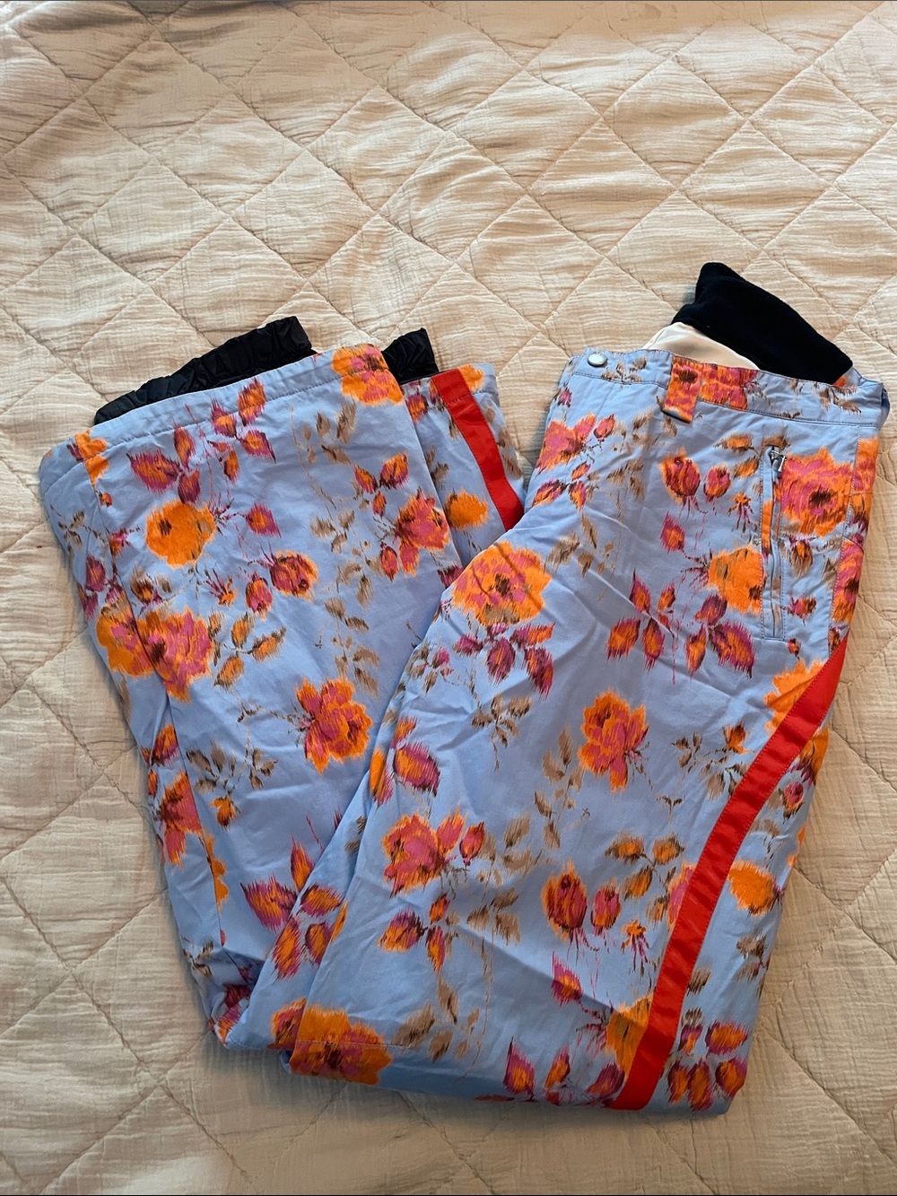 Bogner Floral Light Blue Track Pants with Red Stripe